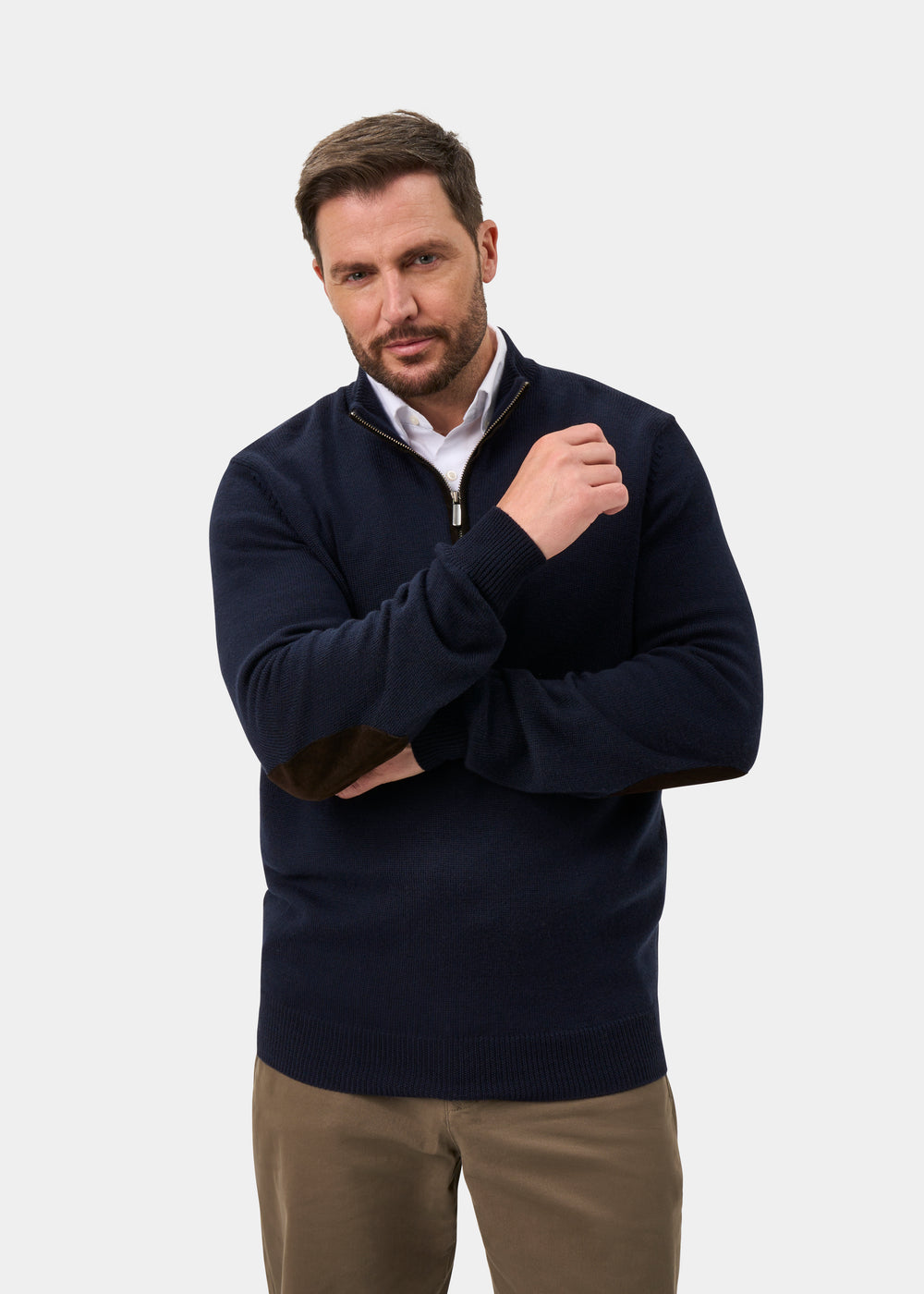 Kinmere Men's Merino Wool 1/4 Zip Jumper In Dark Navy
