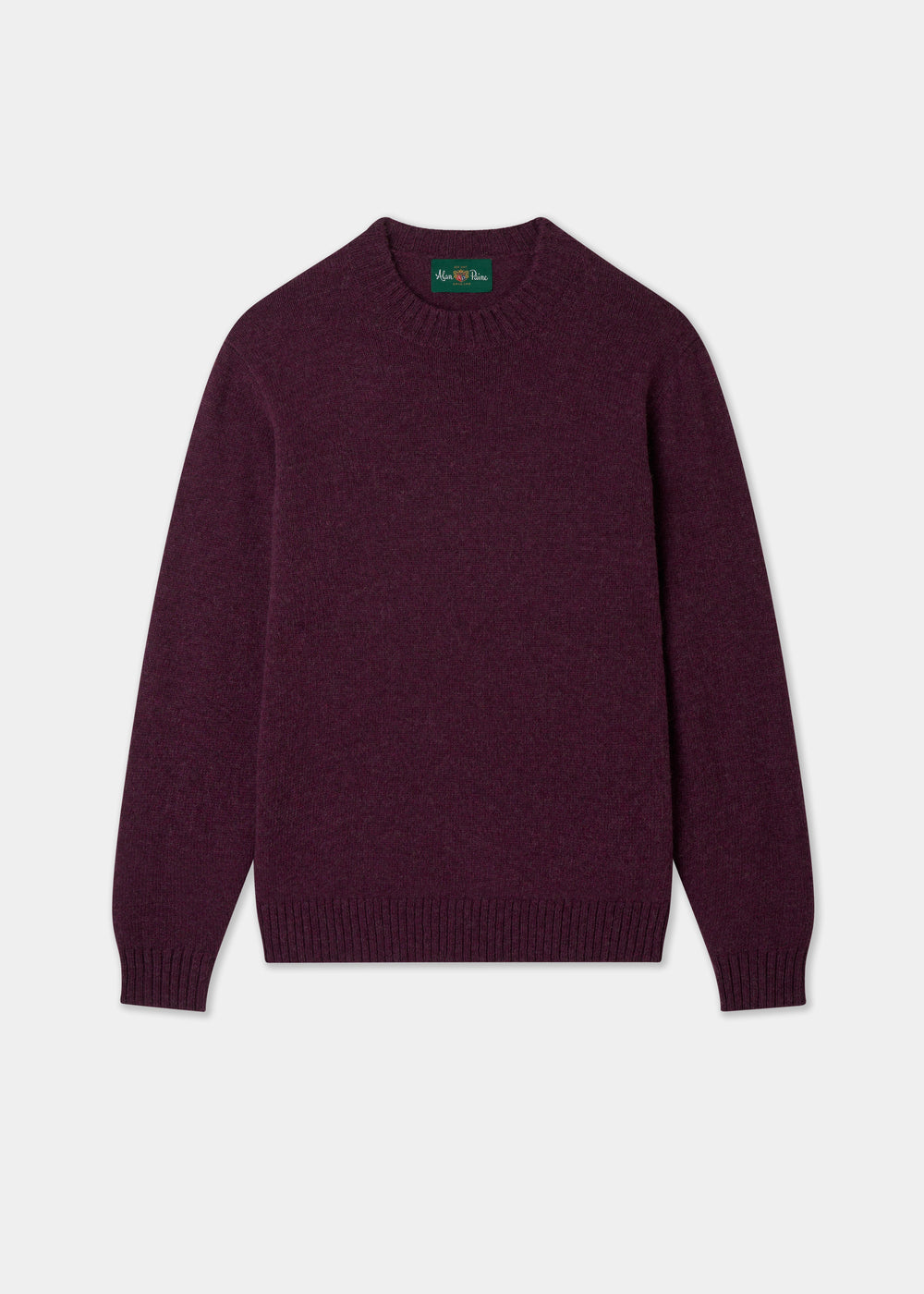 Men's Shetland Wool Crew Neck Jumper in Elderberry