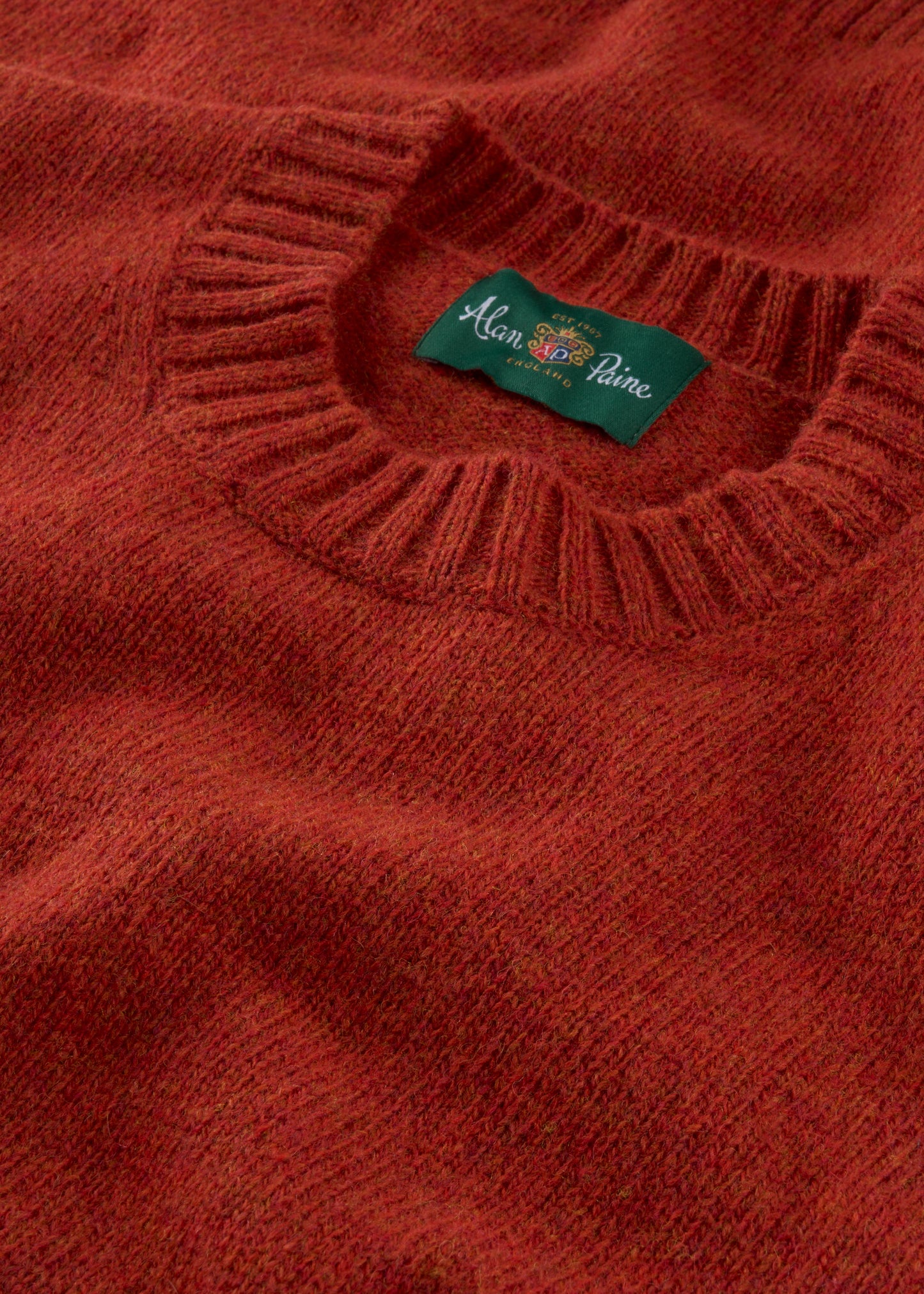 Men's Shetland Wool Crew Neck Jumper in Saffron