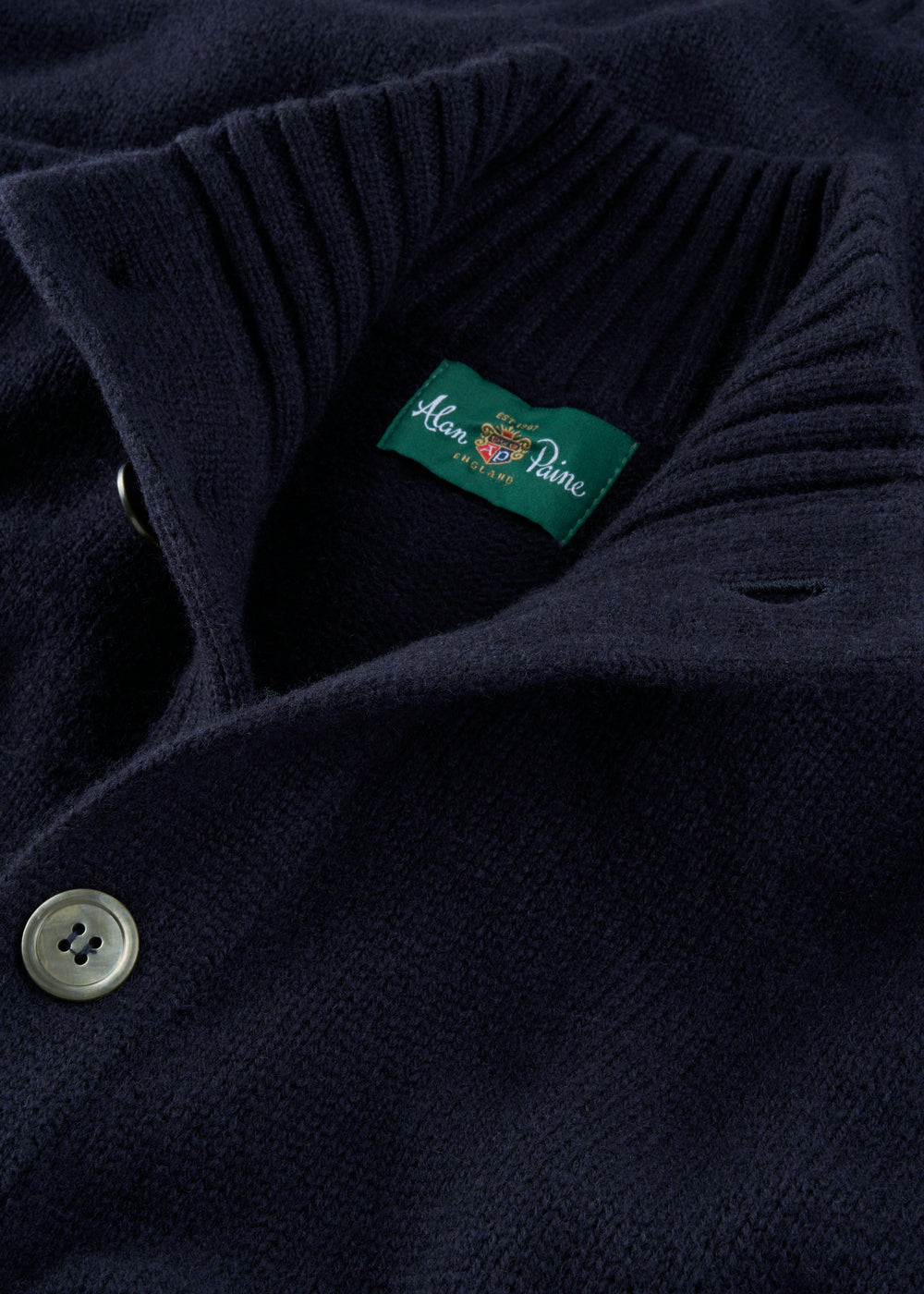Men's Lambswool Buttoned Jumper With Mock Neck In