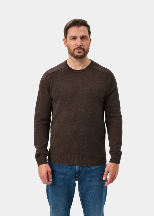 Lenzie Lambswool Crew Neck Jumper In Mocha - Regular Fit