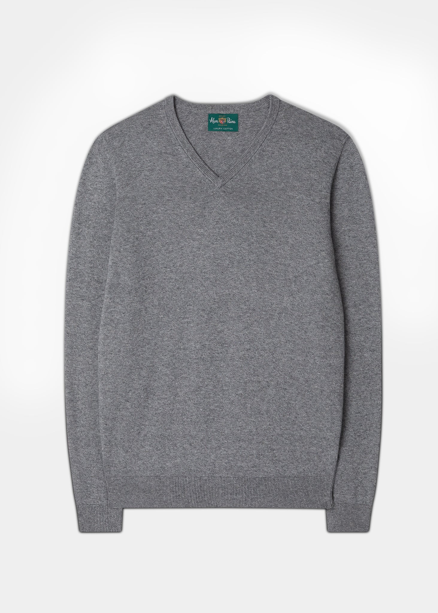 Men's Cotton Cashmere V-Neck Jumper In Mercury