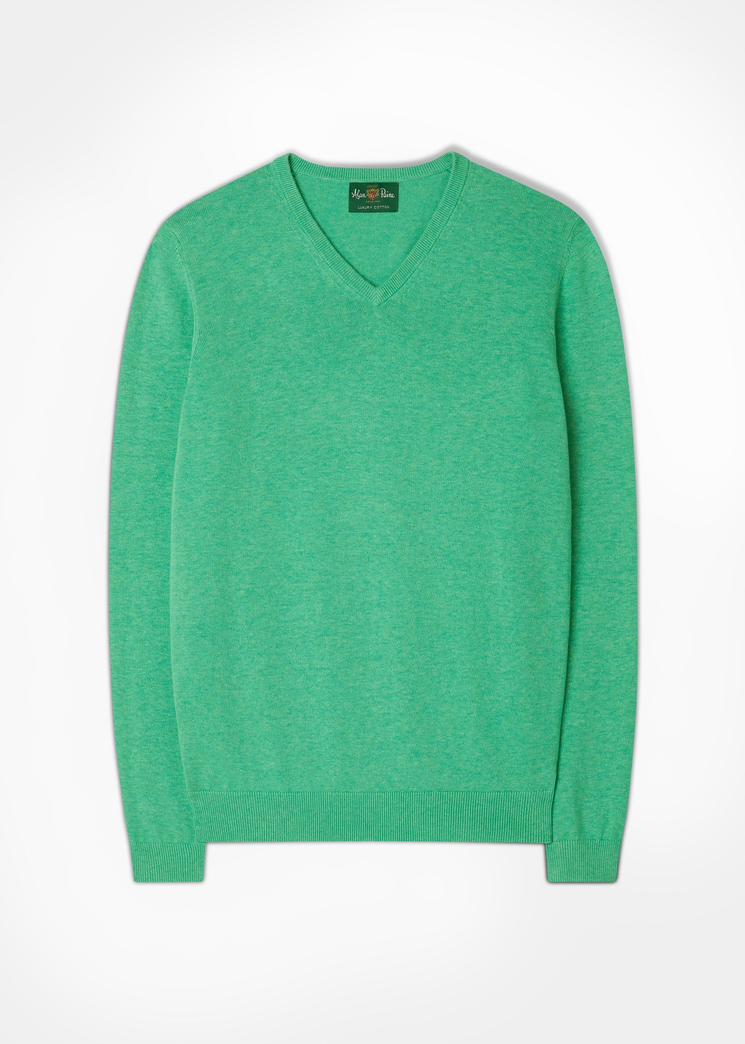 Men's Cotton Cashmere V-Neck Jumper In Spearmint