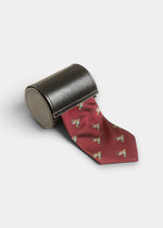 Ripon Silk Country Tie In Bordeaux - Duck Design