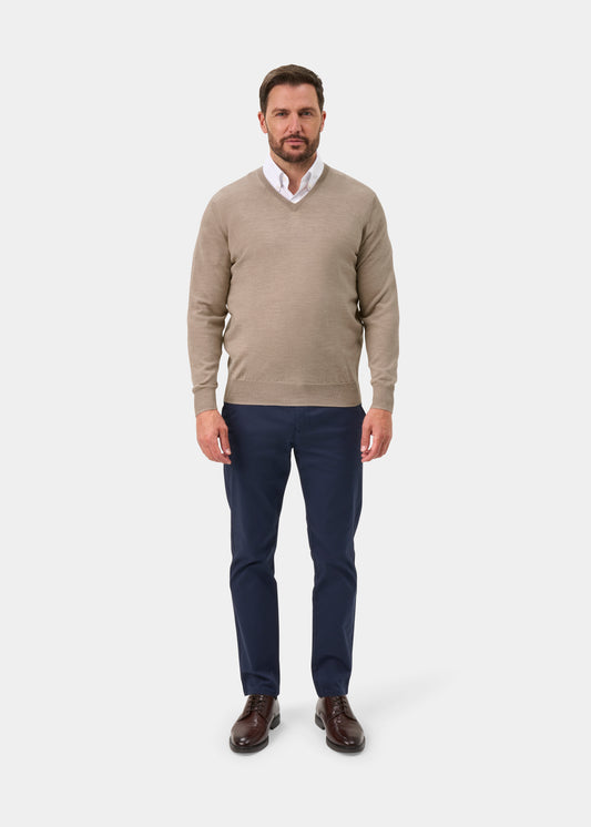 Millbreck Merino Wool Jumper in Cobble - Regular Fit