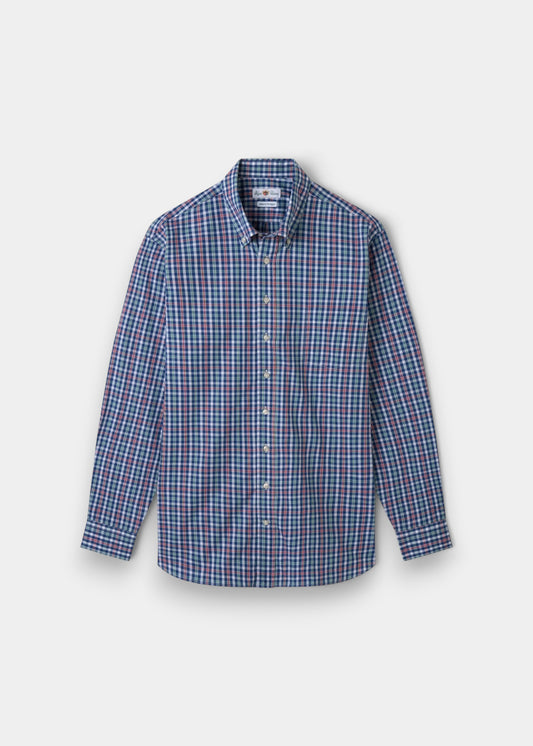 Mirfield Blue and Green Check Cotton Shirt - Classic Fit