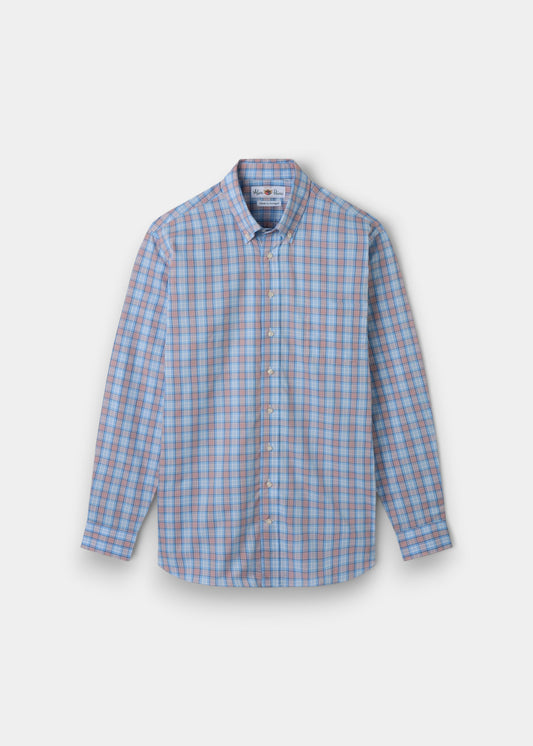 Mirfield Blue and Red Check Cotton Shirt - Classic Fit