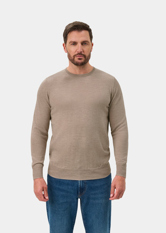 Radstone Merino Wool Crew Neck Jumper In Cobble - Regular Fit