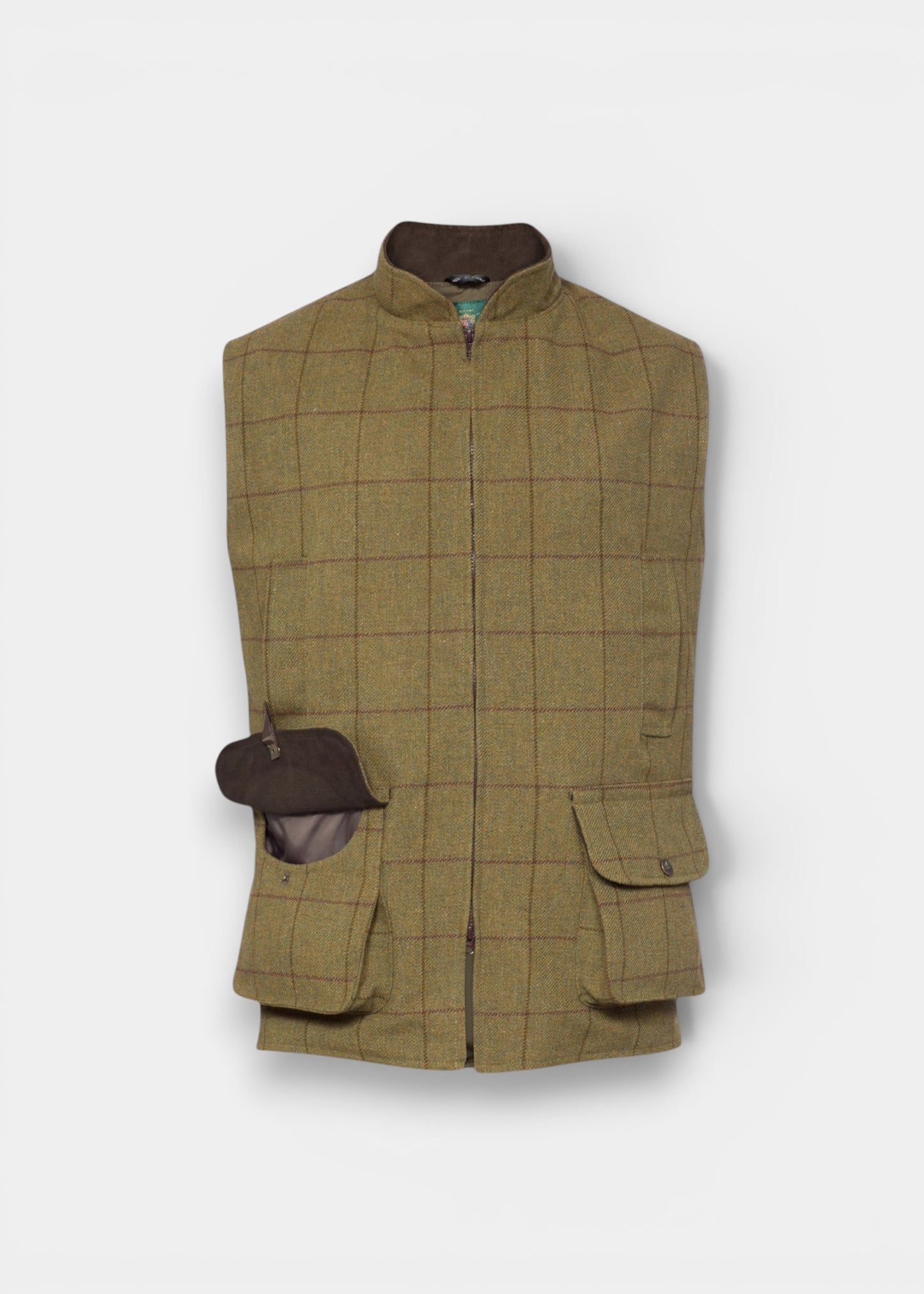 Rutland Men's Tweed Water Repellent Shooting Waistcoat in Lichen  -  Shooting Fit
