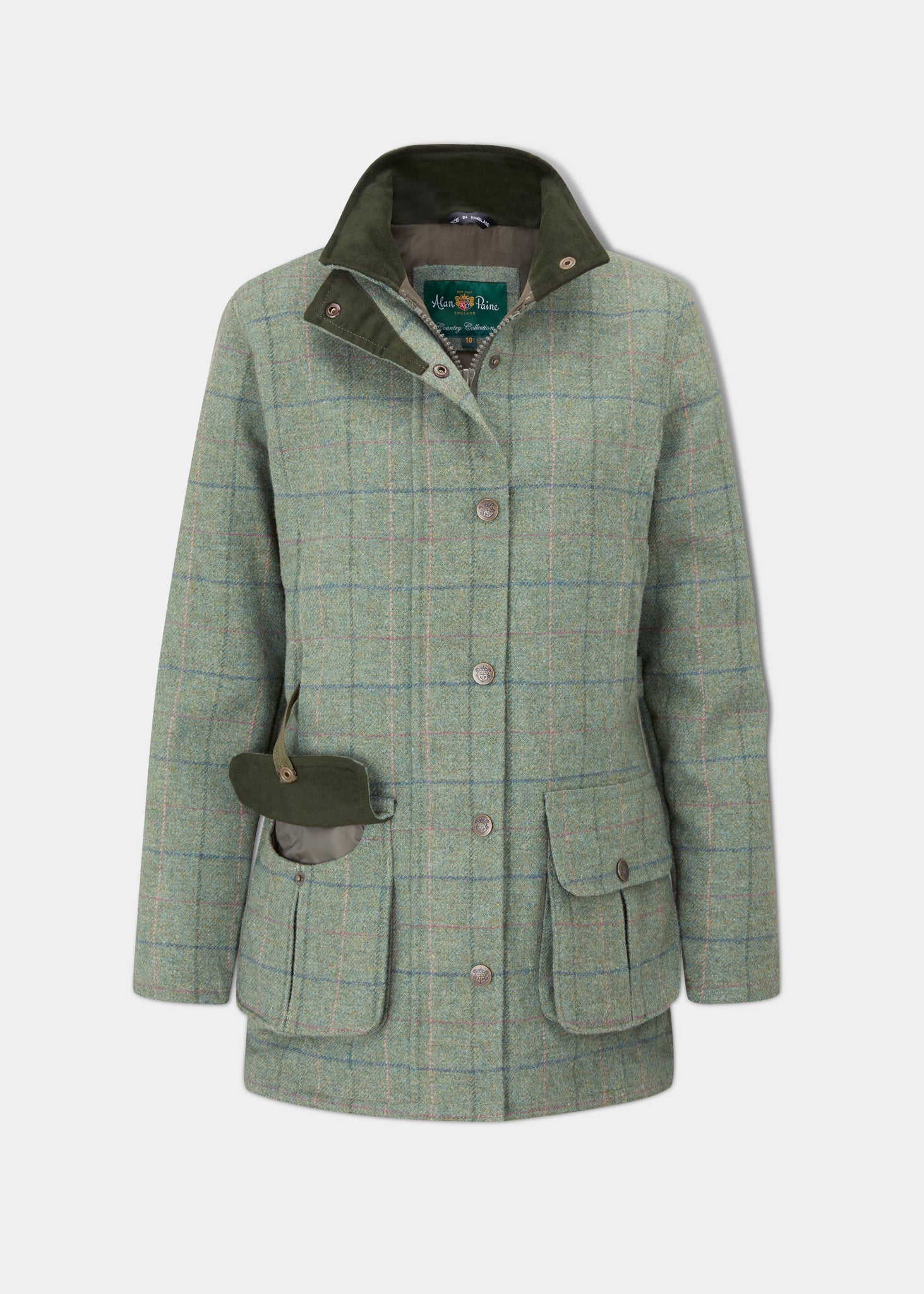 Rutland Ladies Tweed Waterproof Shooting Coat In Spindle