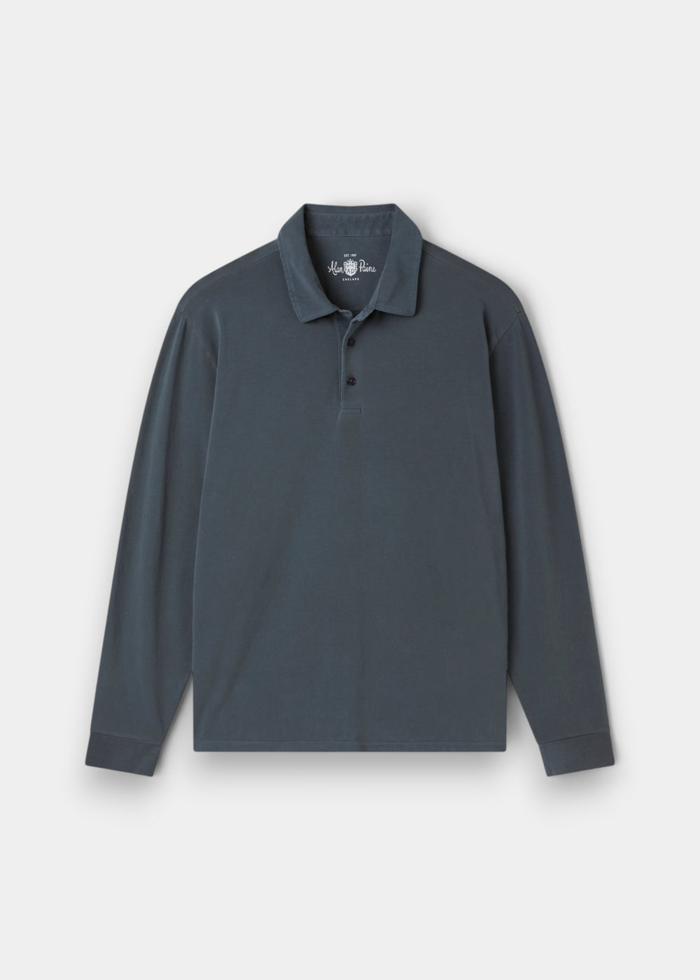 Storwood Cotton Long Sleeve Polo Shirt In Navy - Regular Fit