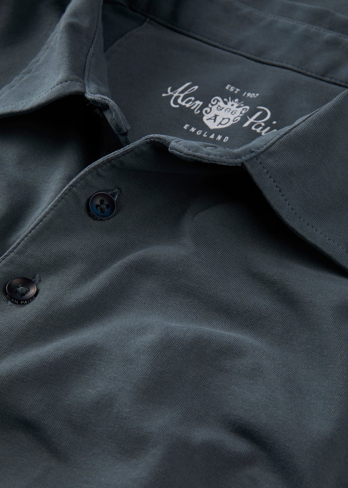 Mens Cotton Long Sleeve Polo Shirt in Navy
