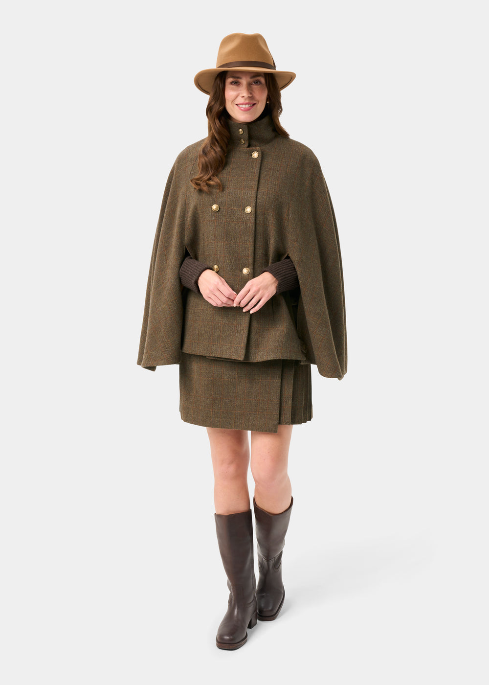 Surrey Ladies Tweed Water Repellent Cape in Field Maple -  Regular Fit