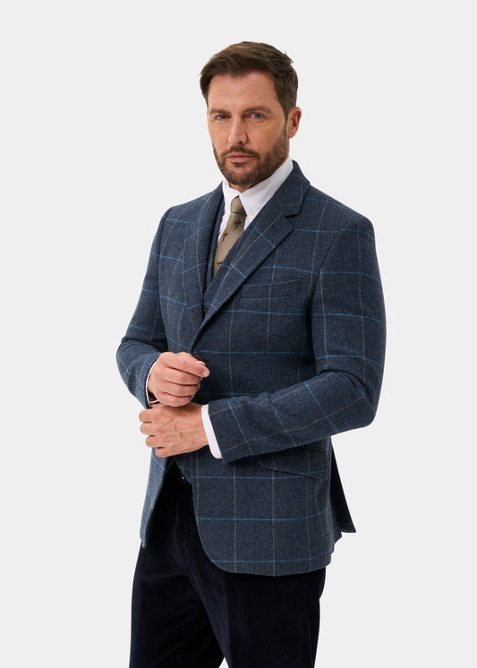 Surrey Men's Tweed Lined Blazer In Midnight Blue - Regular Fit