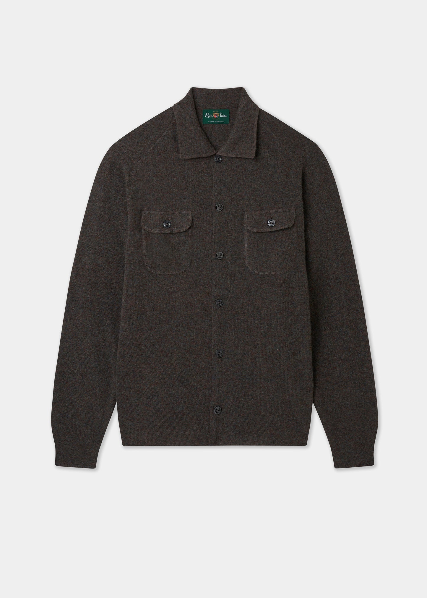 Men's knitted long sleeve shirt in brown