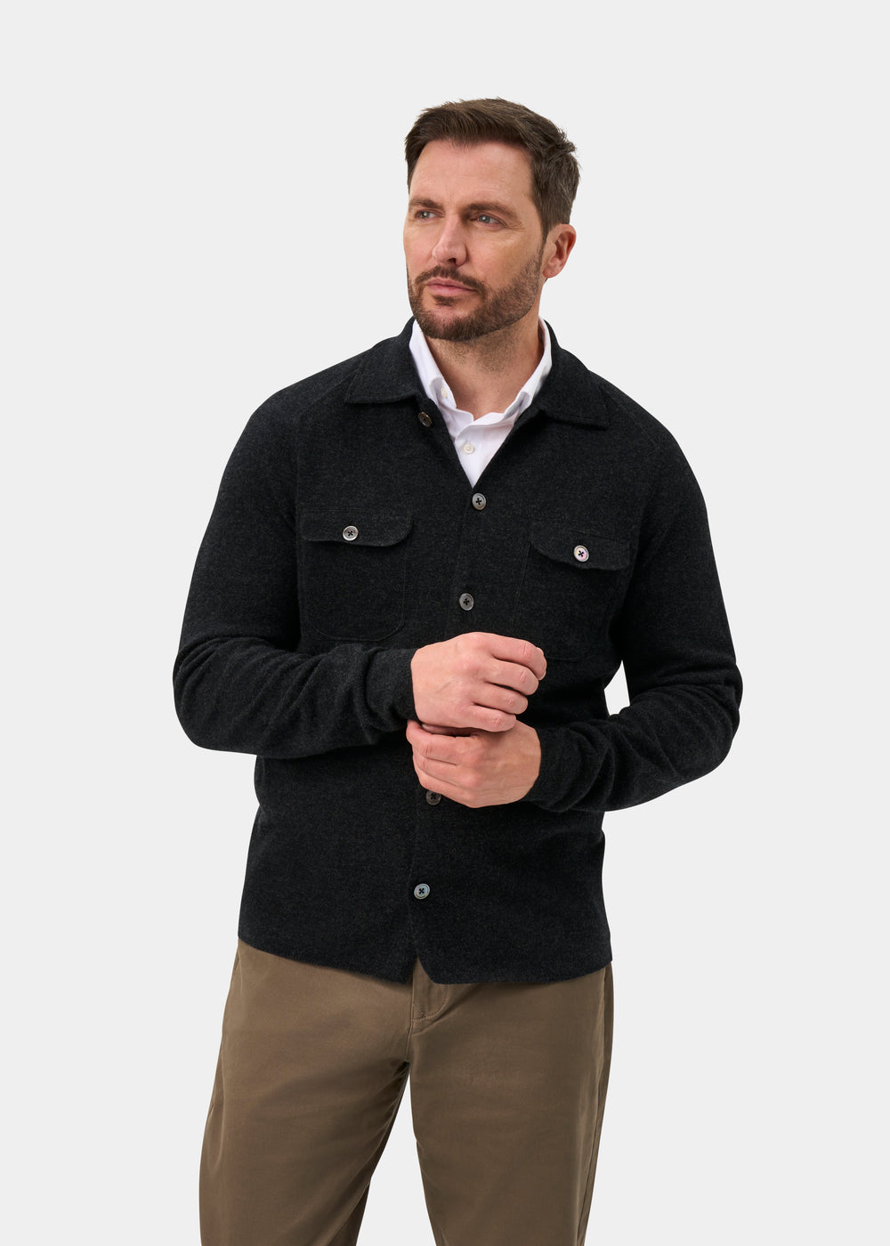 Tore Men's Knitted Geelong Shirt In Charcoal - Regular Fit