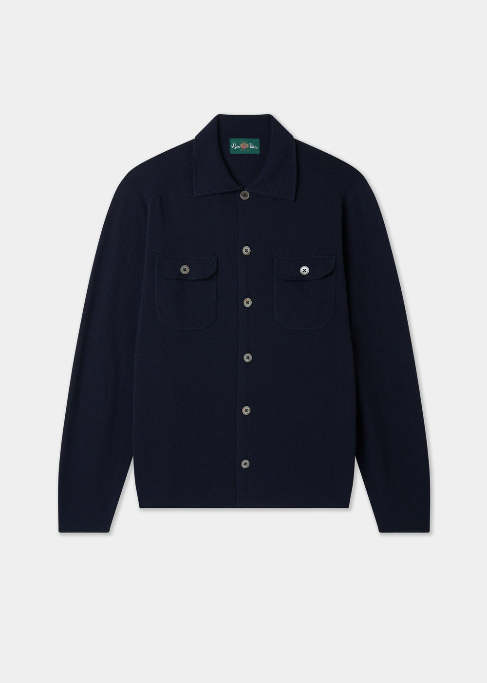 Men's knitted long sleeve shirt in Dark Navy
