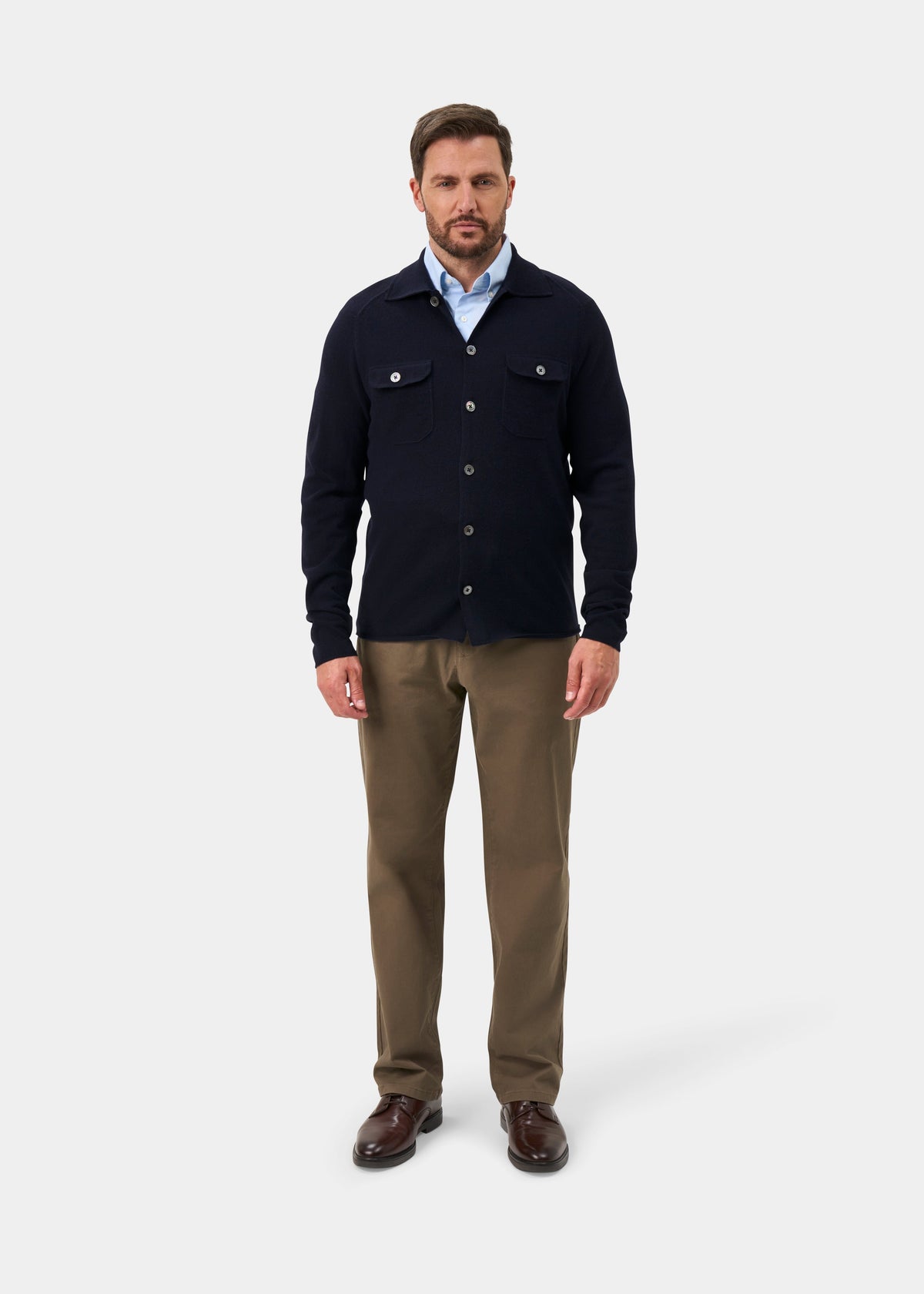 Tore Geelong Wool Knitted Shirt In Dark Navy - Regular Fit