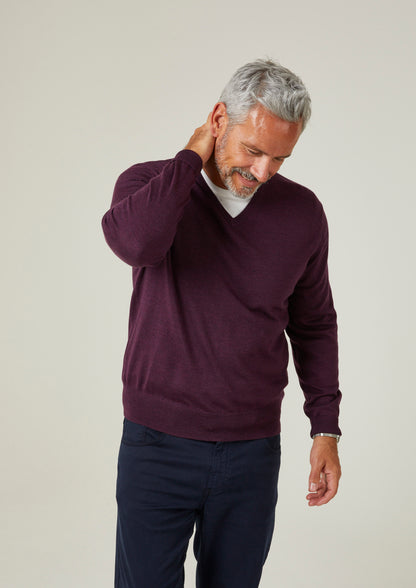 Millbreck Merino Wool Jumper i Black Grape - Normal passform