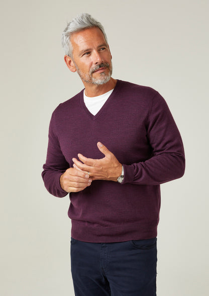 Millbreck Merino Wool Jumper i Black Grape - Normal passform