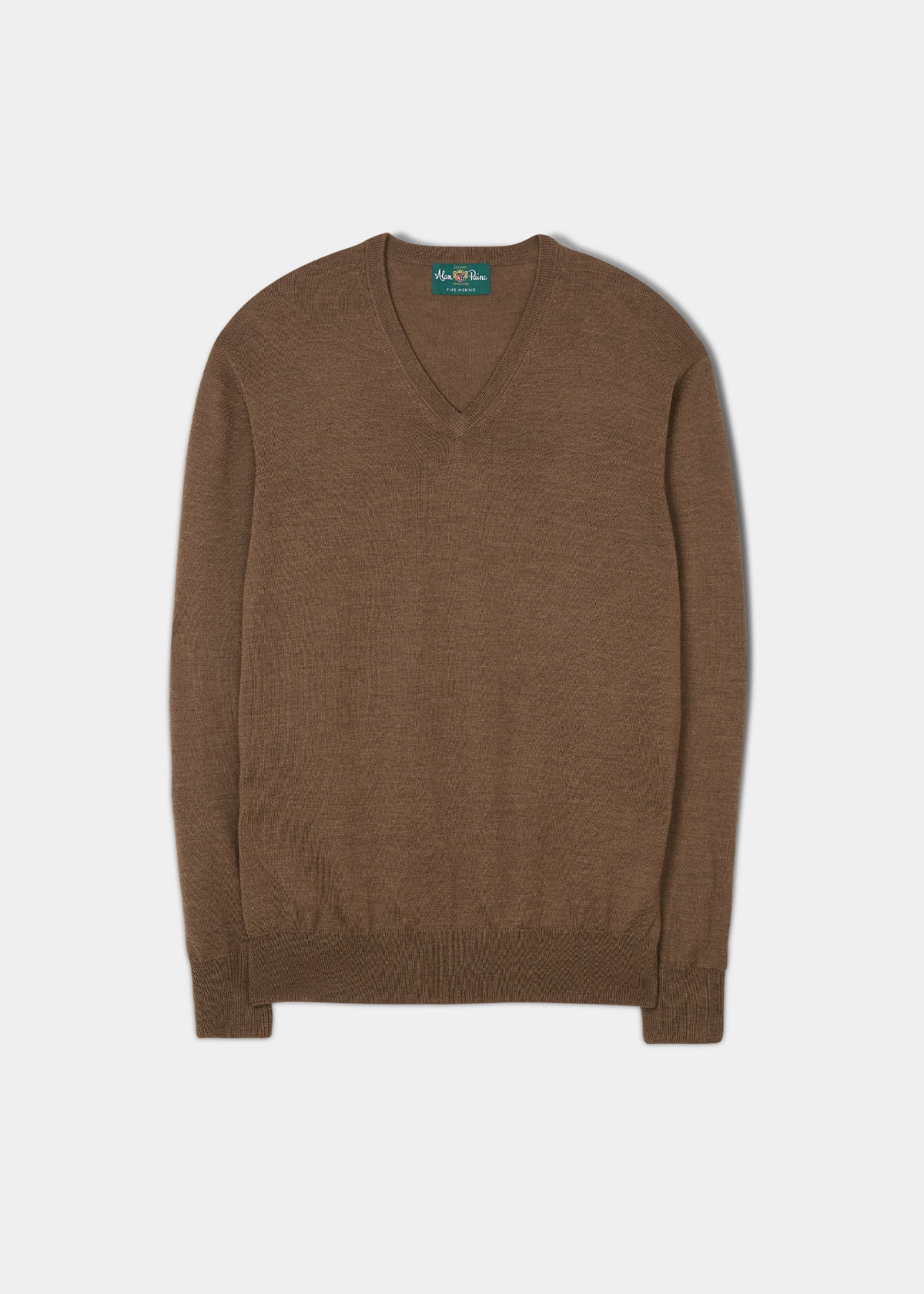 Millbreck Men's Merino Wool V Neck Jumper in Chestnut